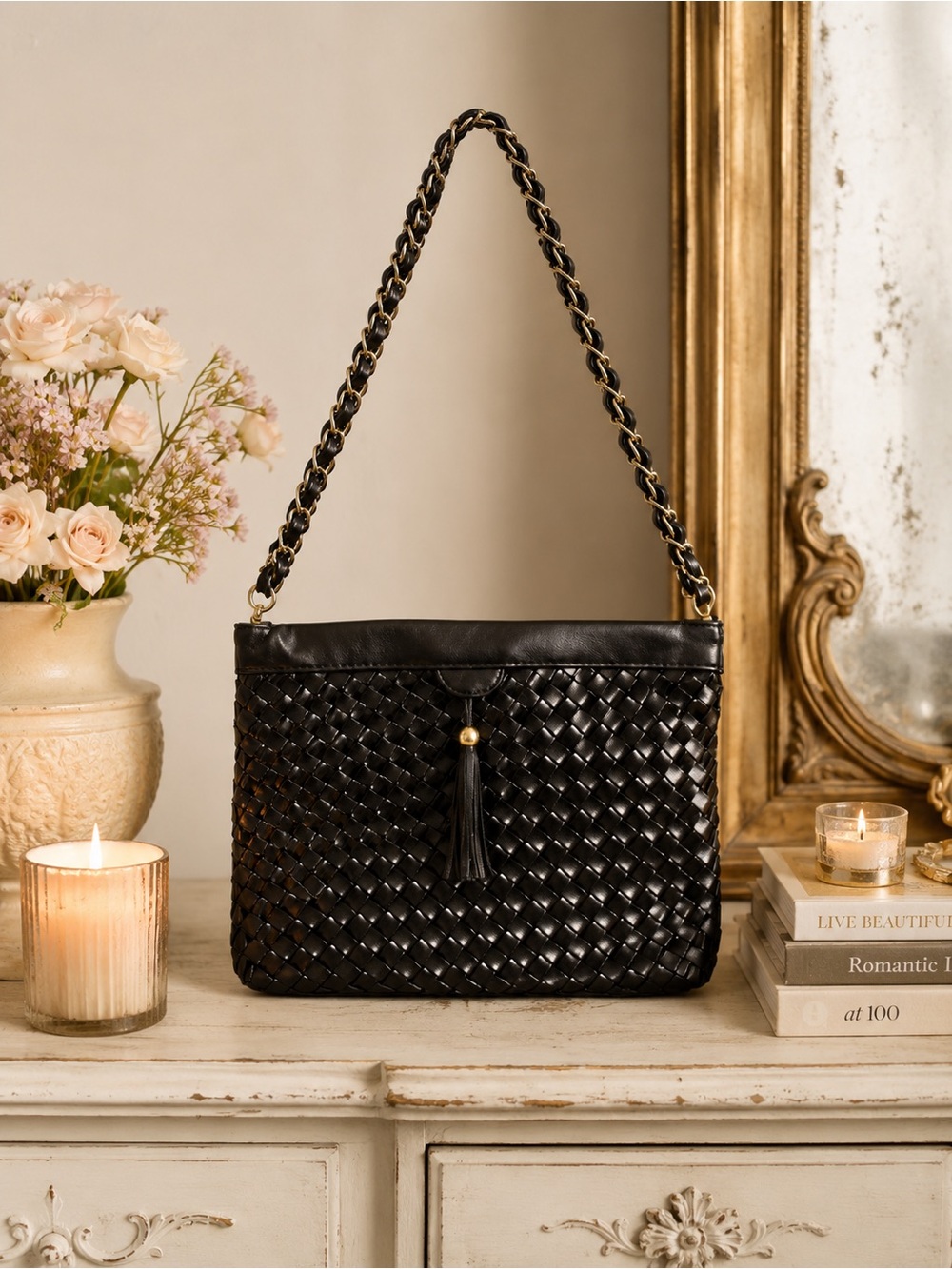 Vintage Leslie Fay Basket-weave Shoulder/Crossbody Bag